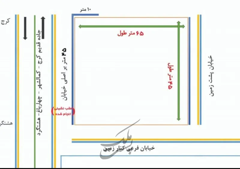 زمین ۳۰۰۰متری چهارباغ جنب شهرک بهروزسرا | فروش اداریتجاریصنعتی و کشاورزی | صنعتی کشاورزی و تجاری | کرج | هفت تیر | پست ملک